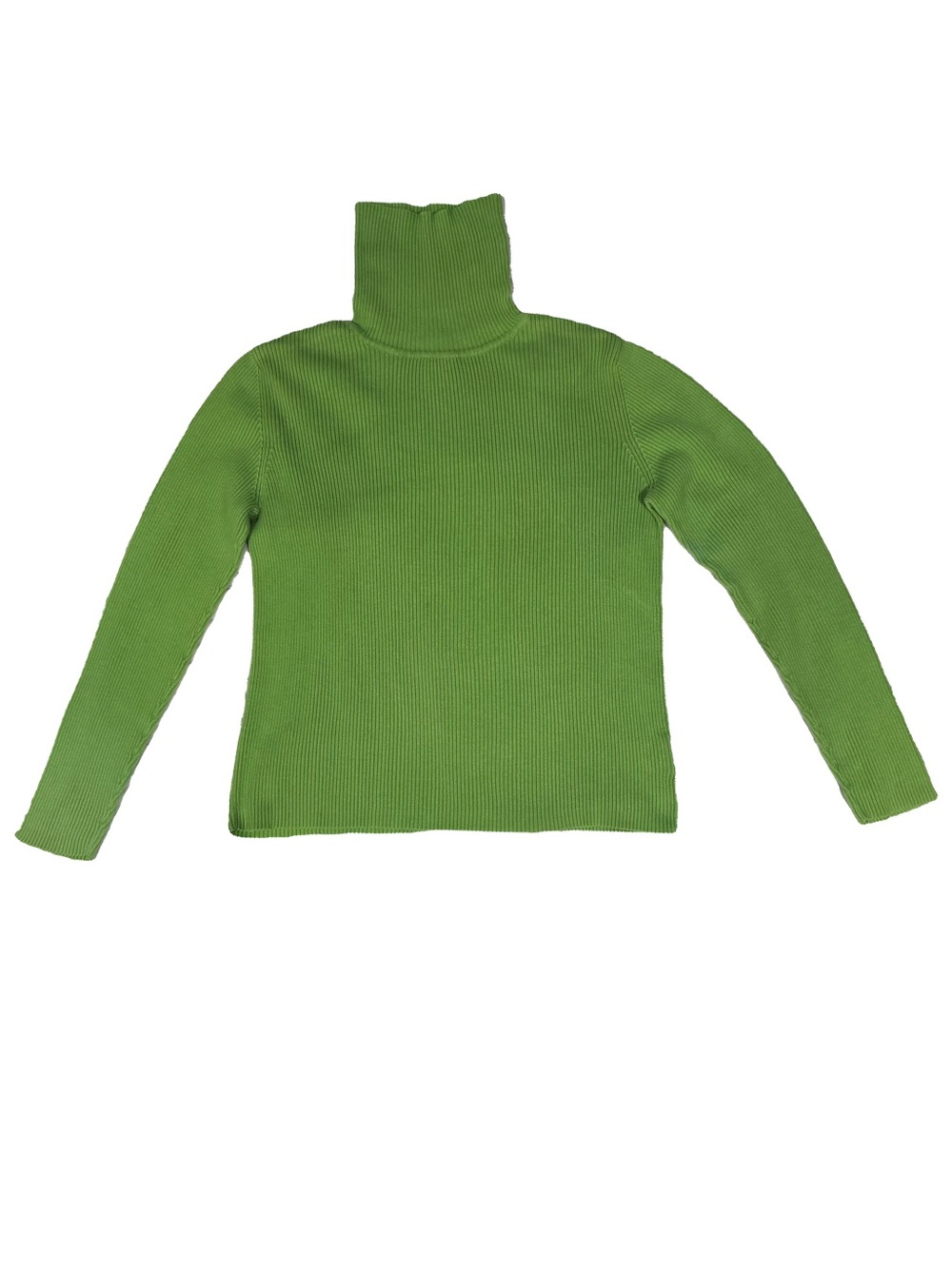 70s Style Faded Glory Lime Green Ribbed Turtleneck